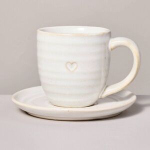Hearth & Hand 4oz Valentine's Day Heart Imprint Espresso Cup and Saucer Set